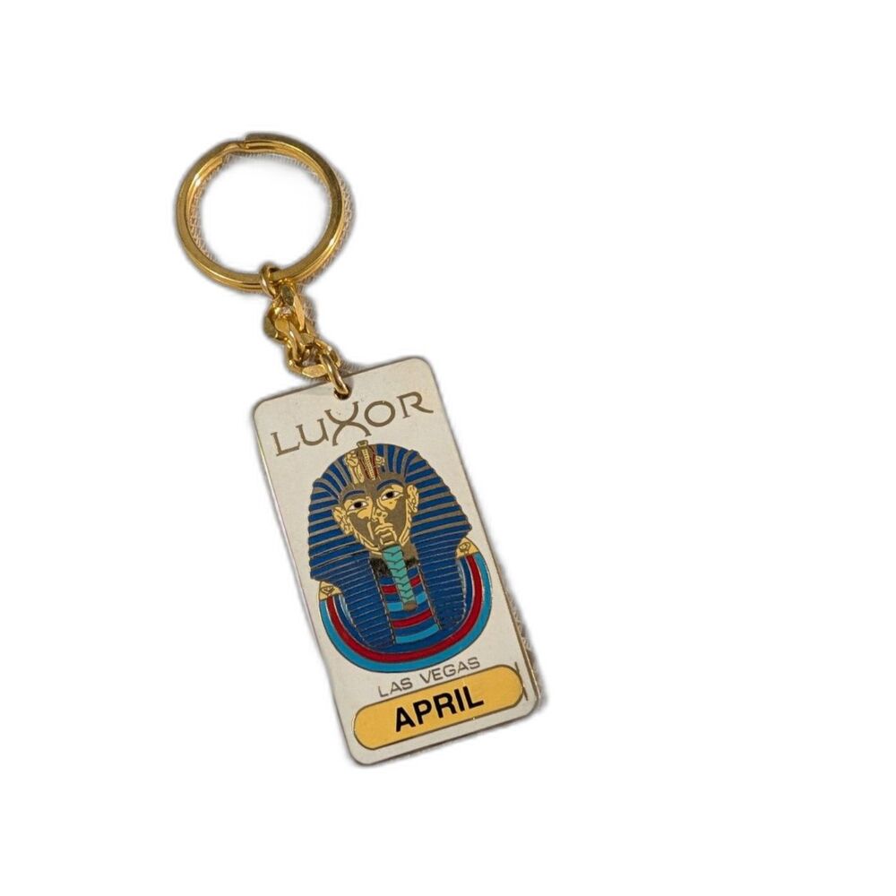 Vintage 1995 Luxor Hotel Casino Las Vegas Keychain - King Tut April Calendar